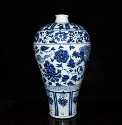 46CM Baixuguyao Signed Old Chinese Blue and White Vase W/kylin N3032