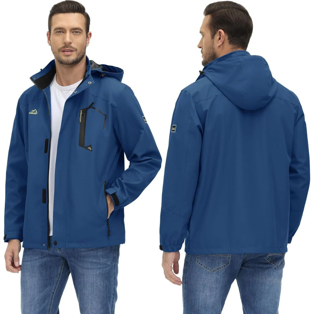 Men's Waterproof Outdoor Hiking Jacket with Zipped Pockets