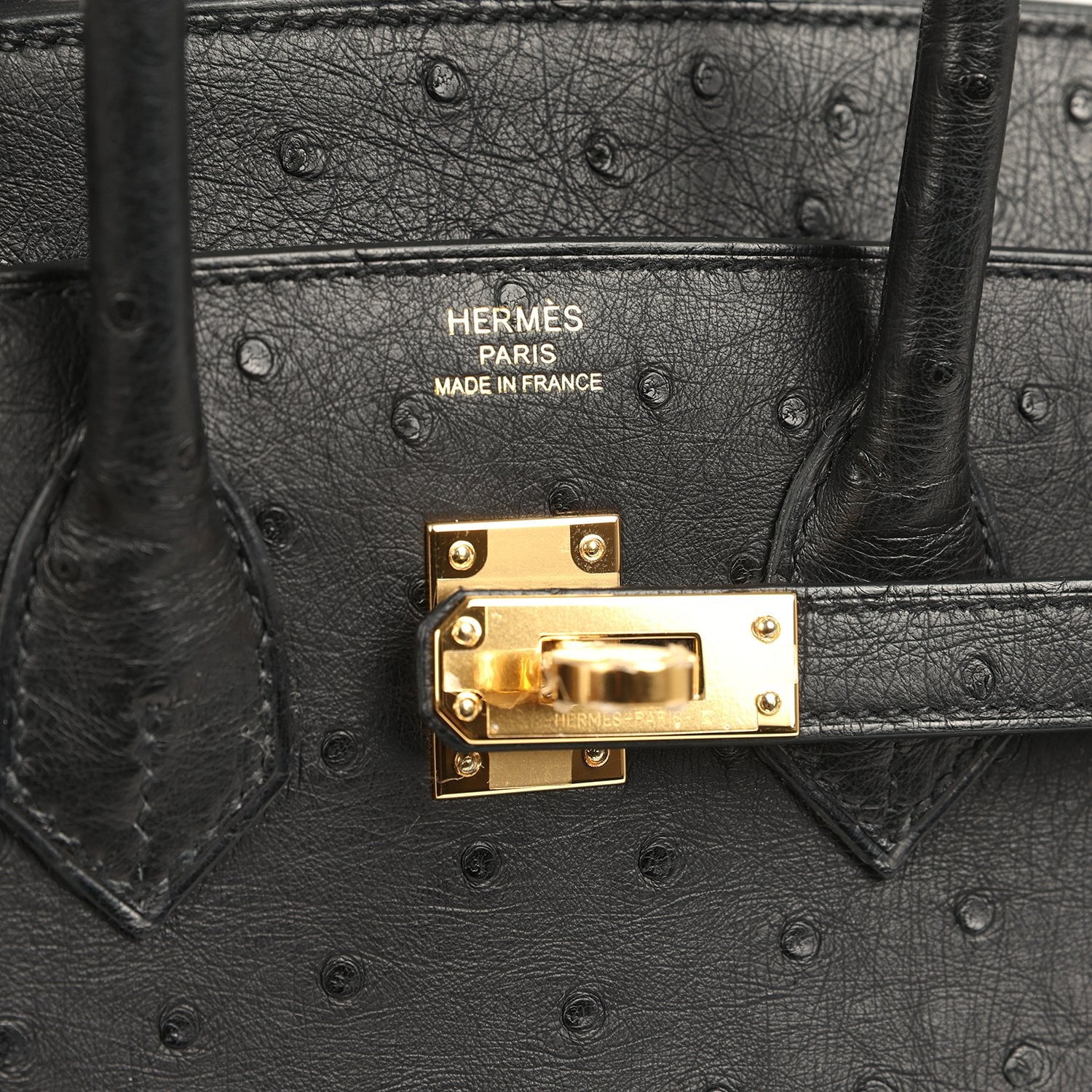 Hermes Birkin Sellier 25 Black Ostrich Gold Hardware