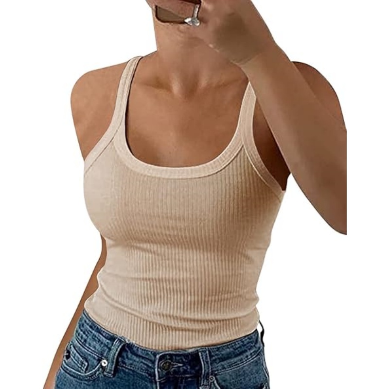 Women Ribbed Spaghetti Strap Camisole Tank Tops