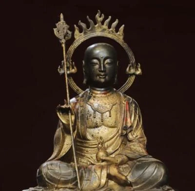 30CM Old Chinese Bronze Statue w/ Buddha N2849