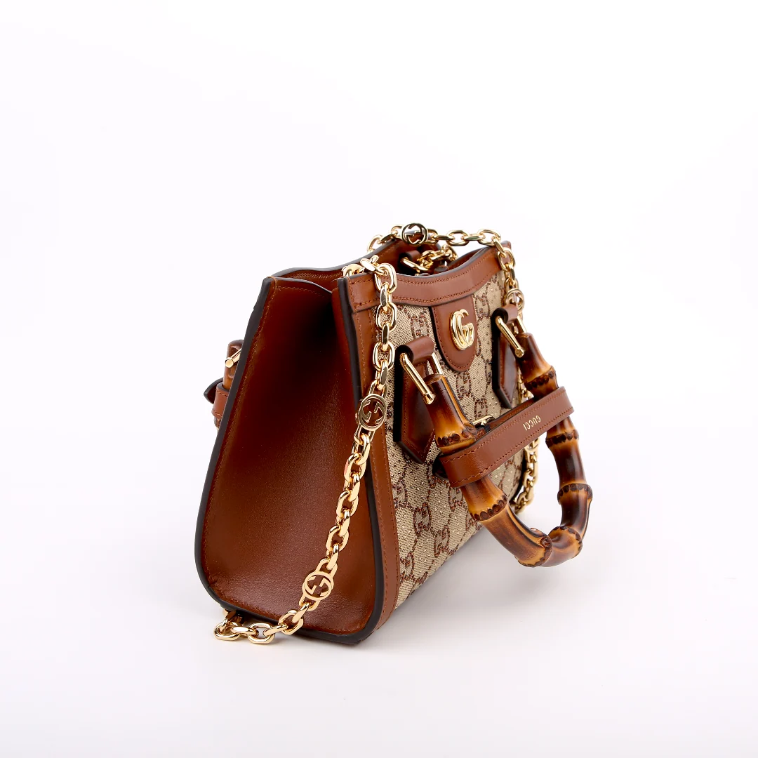 GUCCI 707449 GG Crystal Mini Diana Tote Brown
