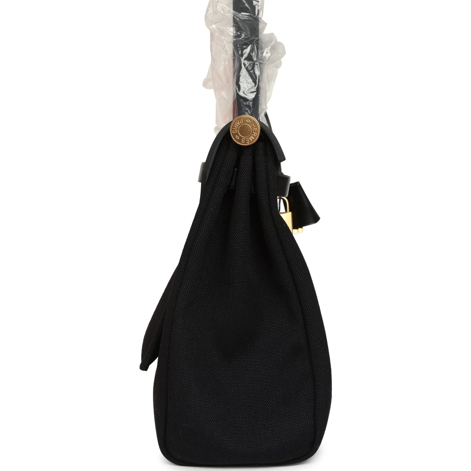 Hermes Herbag Zip 31 PM Black Toile Militaire Canvas, Vache Hunter Gold Hardware