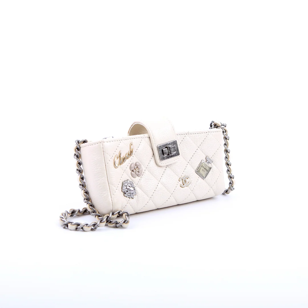 CHANEL Lucky Charms 2.55 Reissue Mini Chain Clutch Caviar White