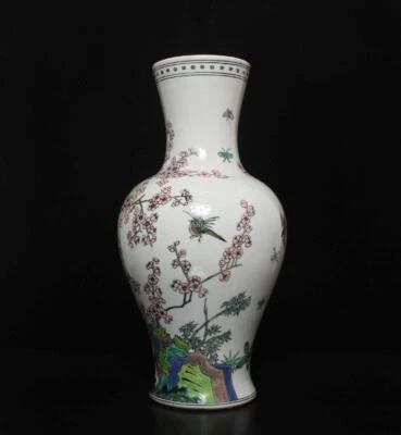 45CM Kangxi Signed Antique Chinese Famille Rose Vase W/plum blossom
