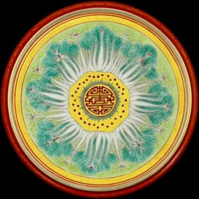 Yongzheng Signed Chinese Colour Enamel Tea Cup Lid Holder W/cabbage CK473