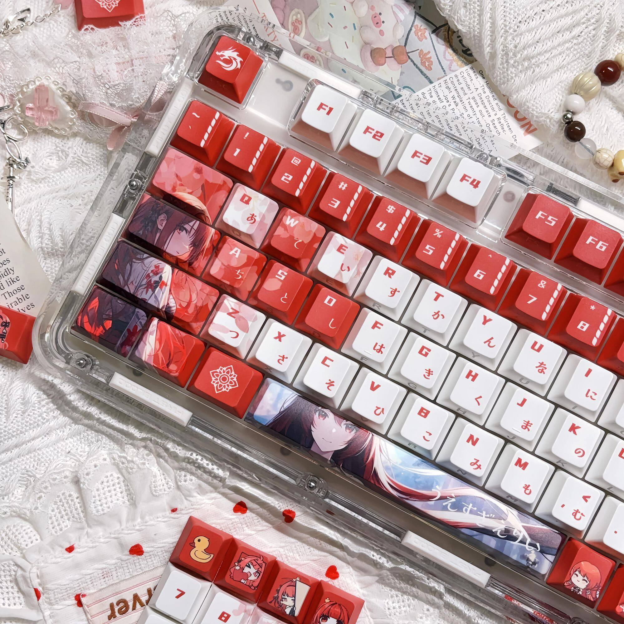 Yui Uesugi Themed Double-Printed Keycap Set – Cherry Profile PBT 5-Side Dye-Sublimation Mini Kit – Shine-Through