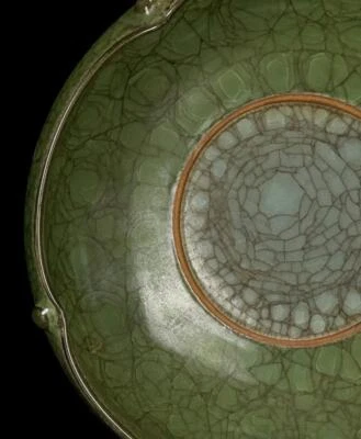 22CM Old Chinese Guan Kiln Green Glaze Brush Washer N726