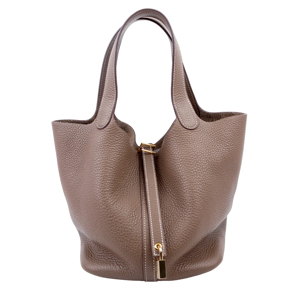 HERMÈS Picotin 22 Clemence Etoupe/Gold 2020
