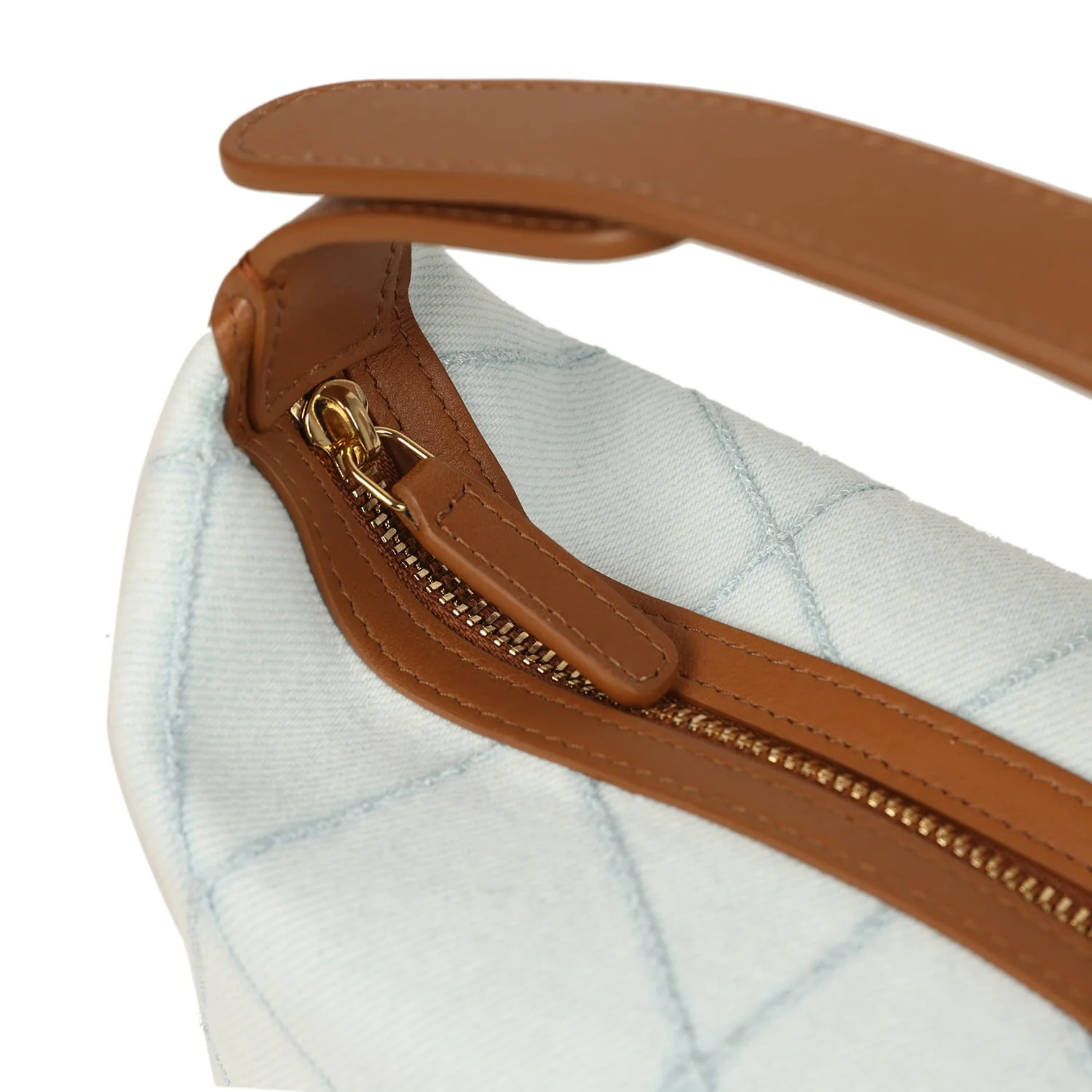 Chanel Mini CC Hobo Pouch with Chain Light Blue Denim and Brown Calfskin Gold Hardware