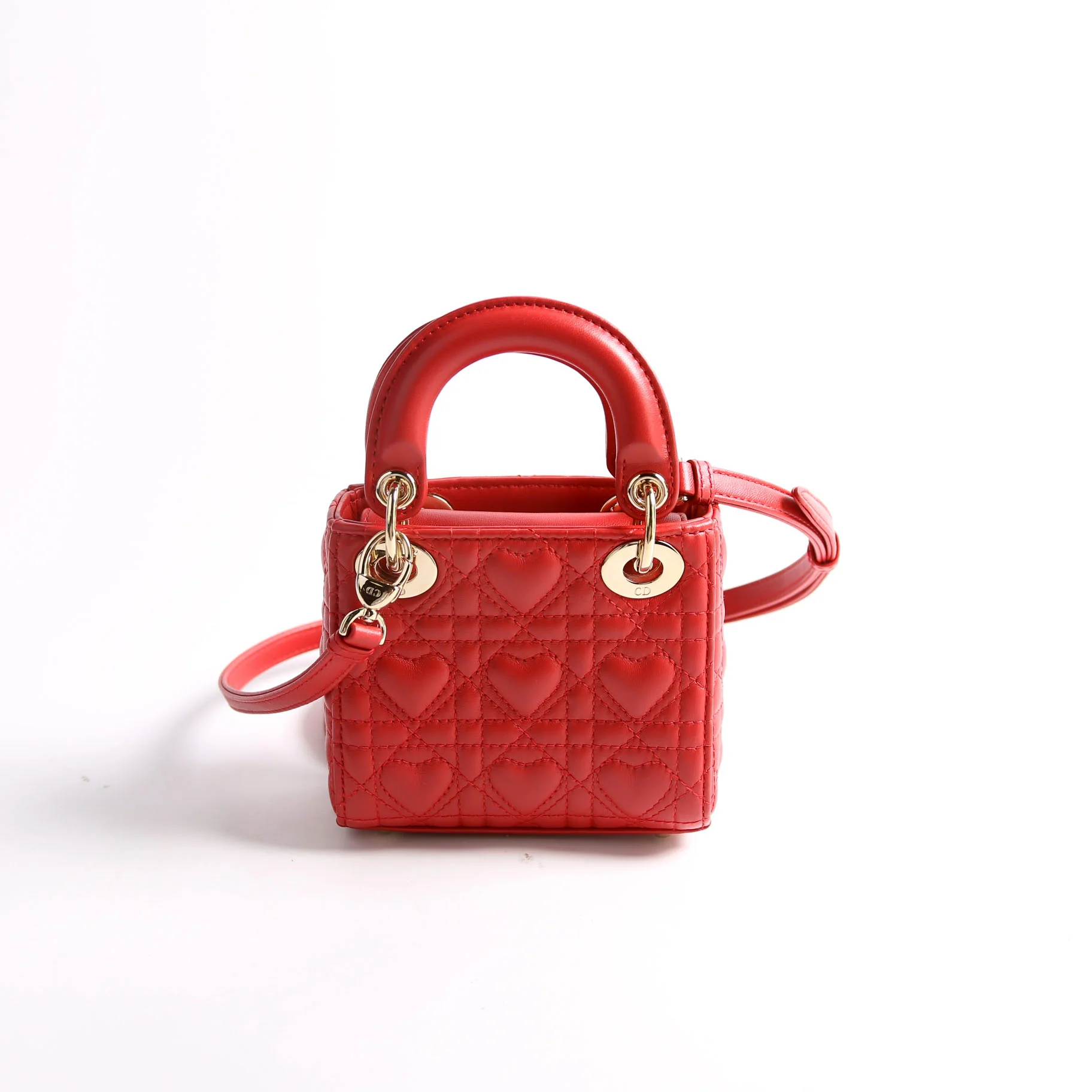 DIOR Lady Dior Micro Dioramour Cannage Red