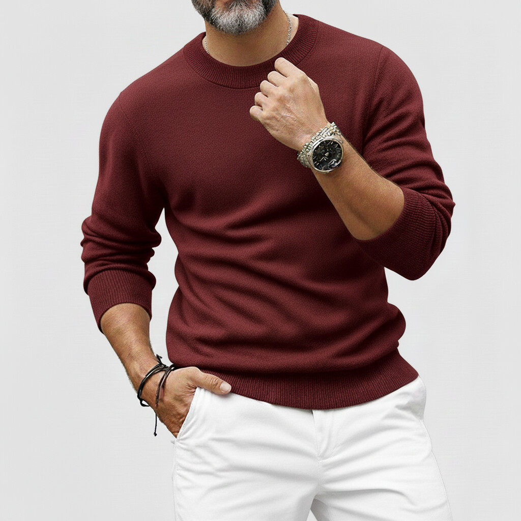 Men's Casual Solid Crew Neck Long Sleeve Knit Sweaters