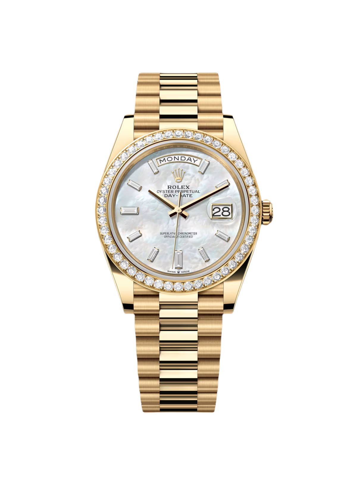 Rolex Day-Date 40mm White Mother-of-Pearl Dial President Watch 228348RBR-0046
