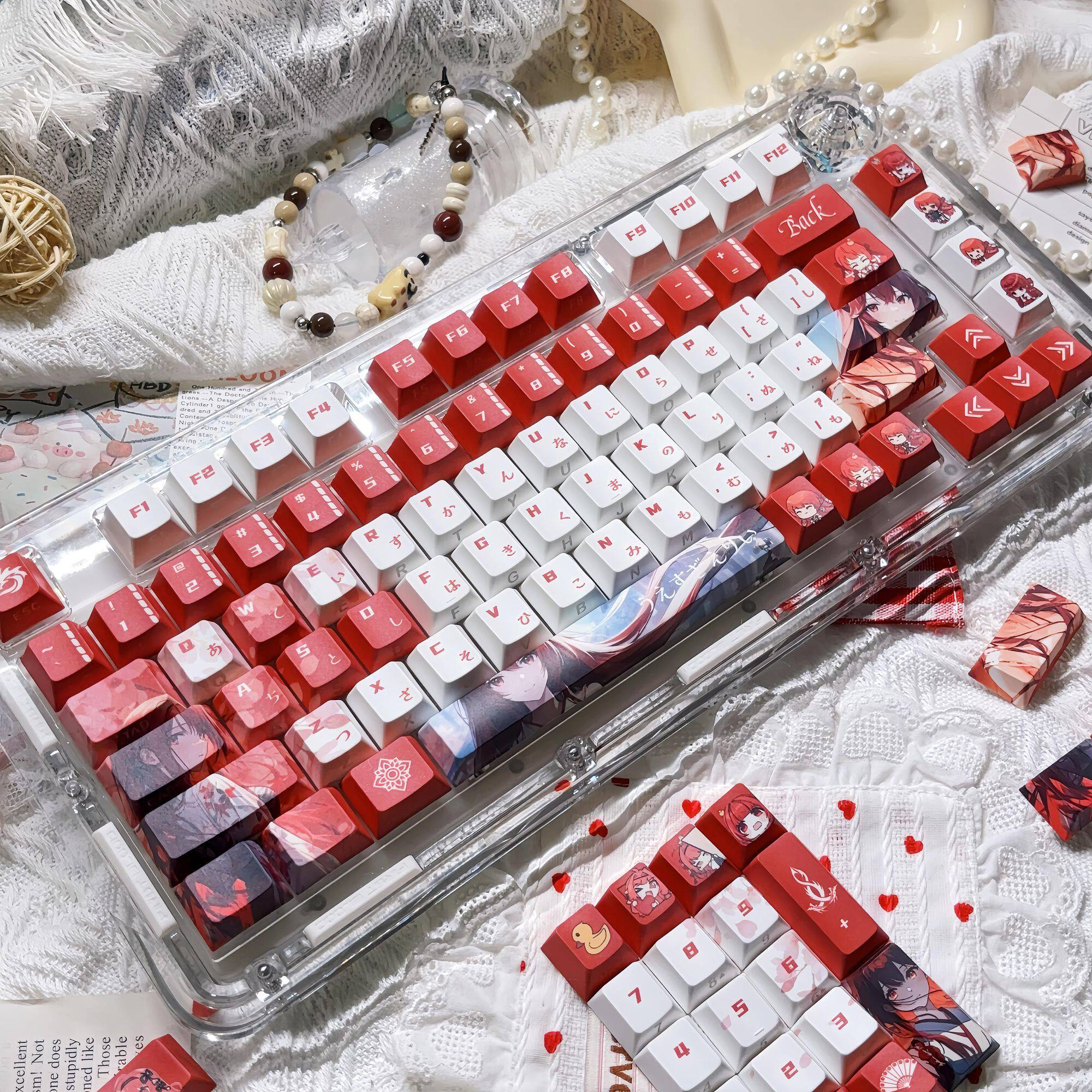 Yui Uesugi Themed Double-Printed Keycap Set – Cherry Profile PBT 5-Side Dye-Sublimation Mini Kit – Shine-Through
