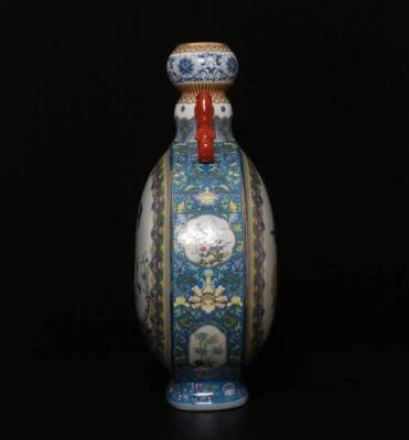 41.5CM Qianlong Signed Old Antique Chinese Famille Rose Vase W/bird