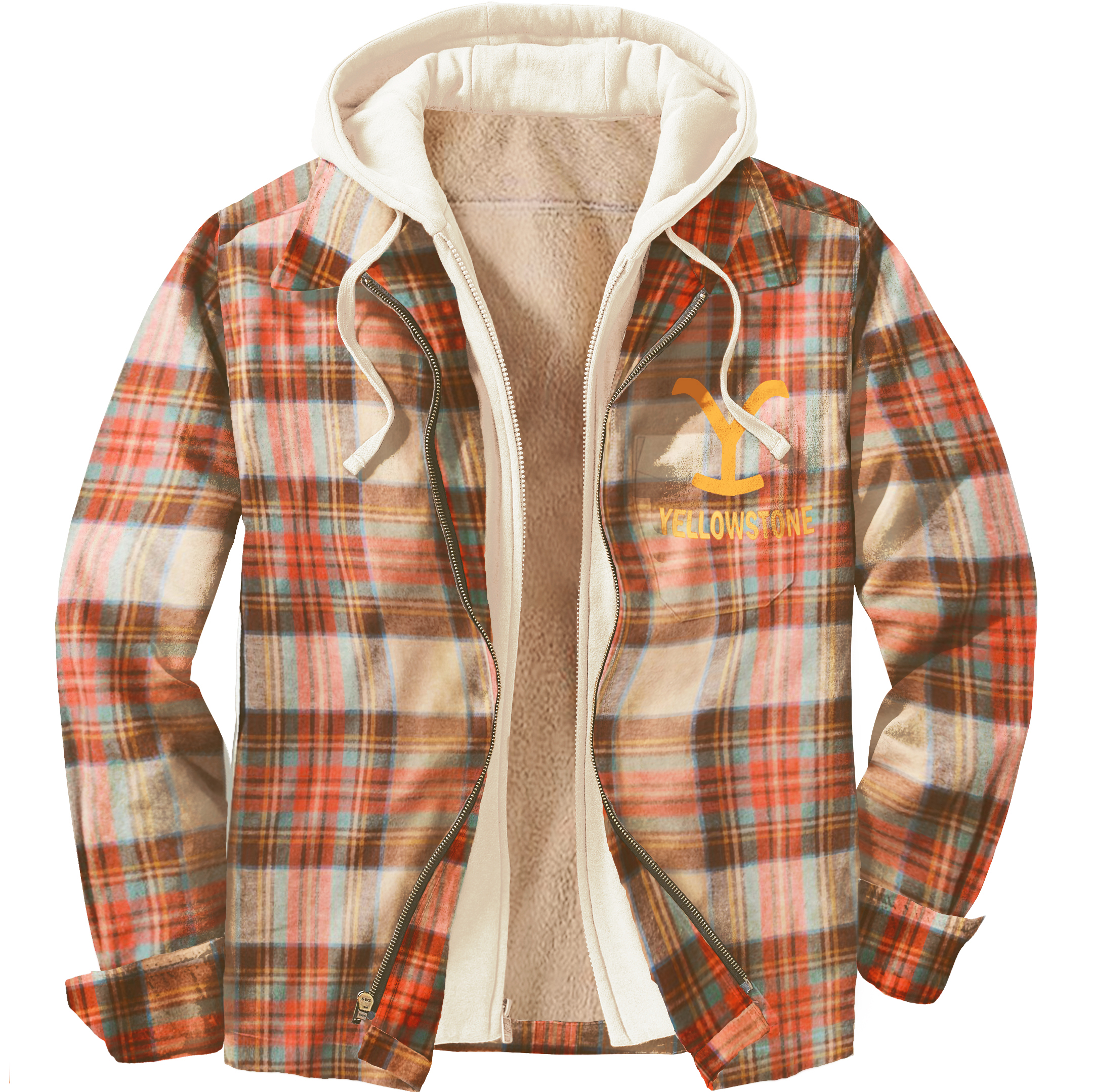 Men's Unisex Check Yellowstone Western Shirt Hooded Jacket