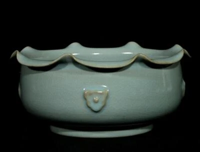 Signed Old Chinese Ru Kiln Brush Washer w/phoenix N2987