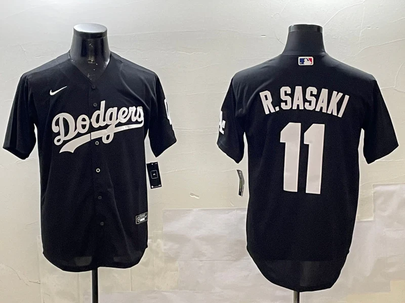 Men's Los Angeles Dodgers Roki Sasaki #11 Black Replica Game Jersey