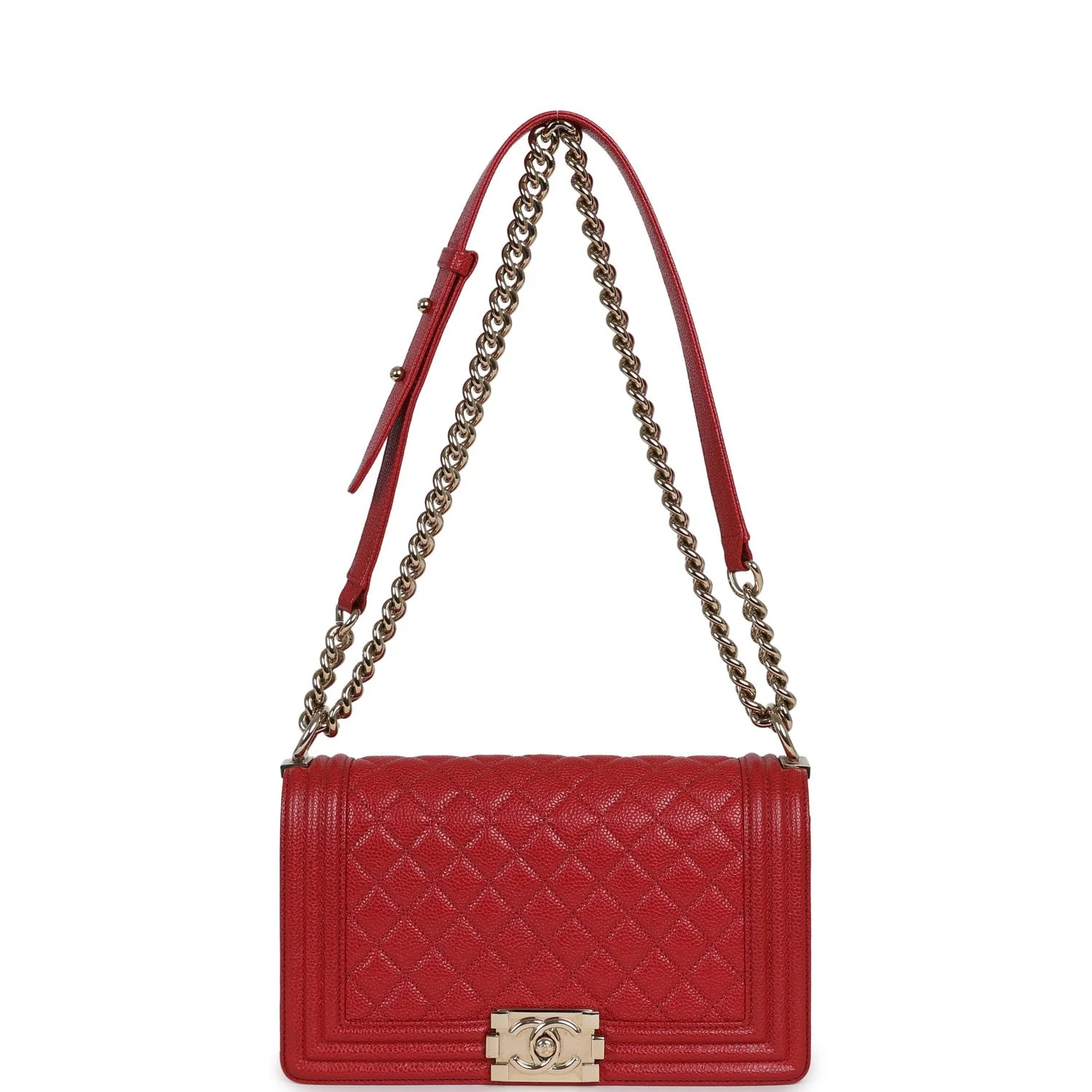 Chanel Medium Boy Bag Red Caviar Gold Hardware