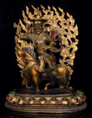 30CM Old Chinese Bronze Gilding Statue Buddha CK328