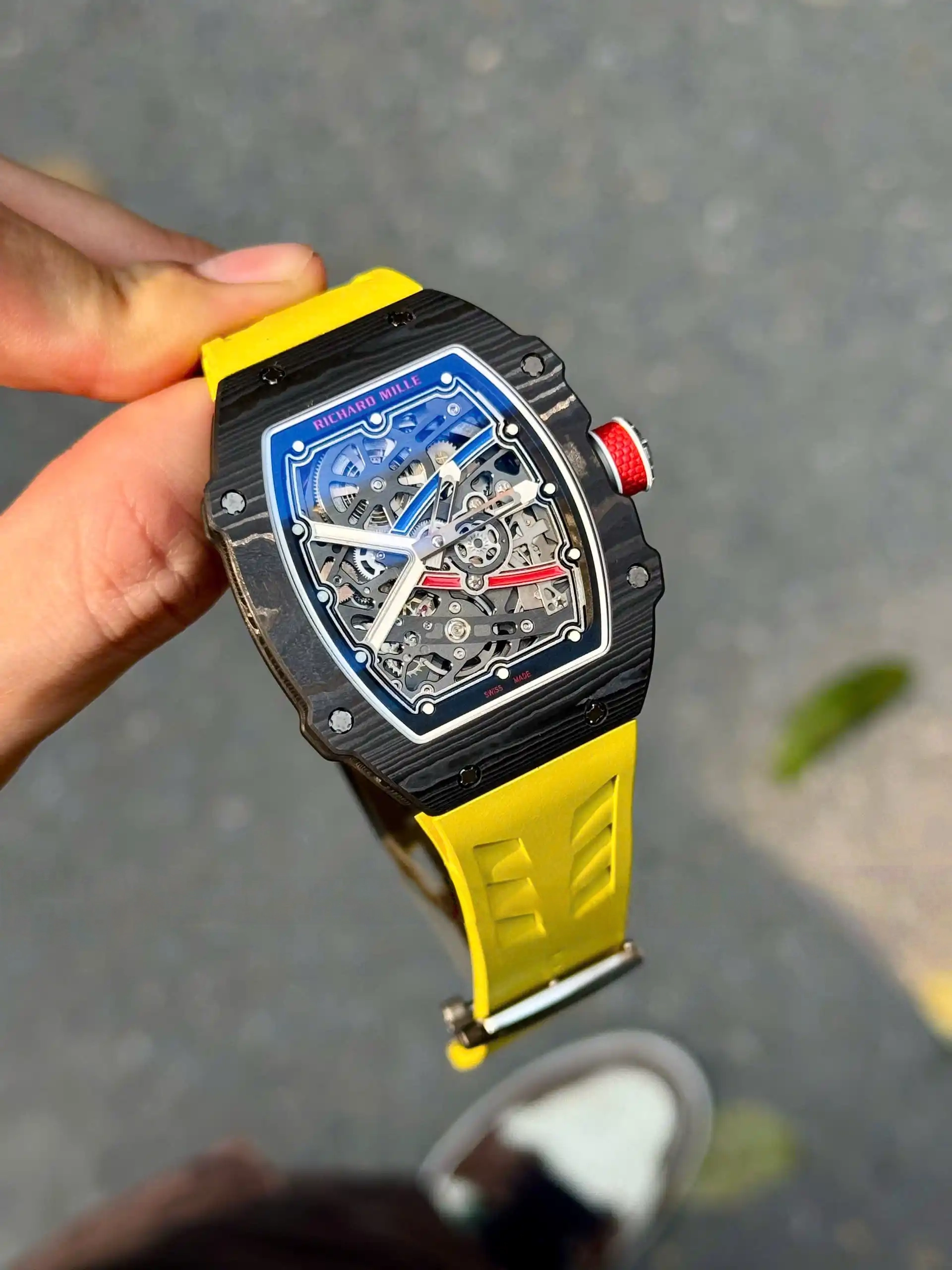 【7A Quality】Richard Mille RM67-02 Italy Yellow Black Carbon TPT Italy Custom Modify – Modify Version