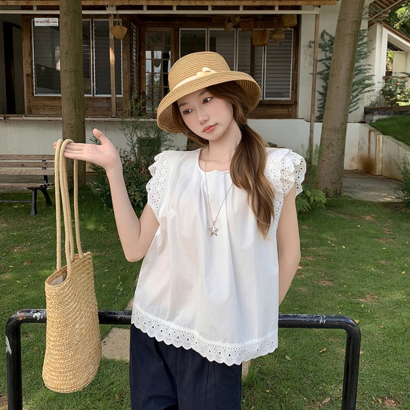 Round neck shirt sleeveless doll shirt for women