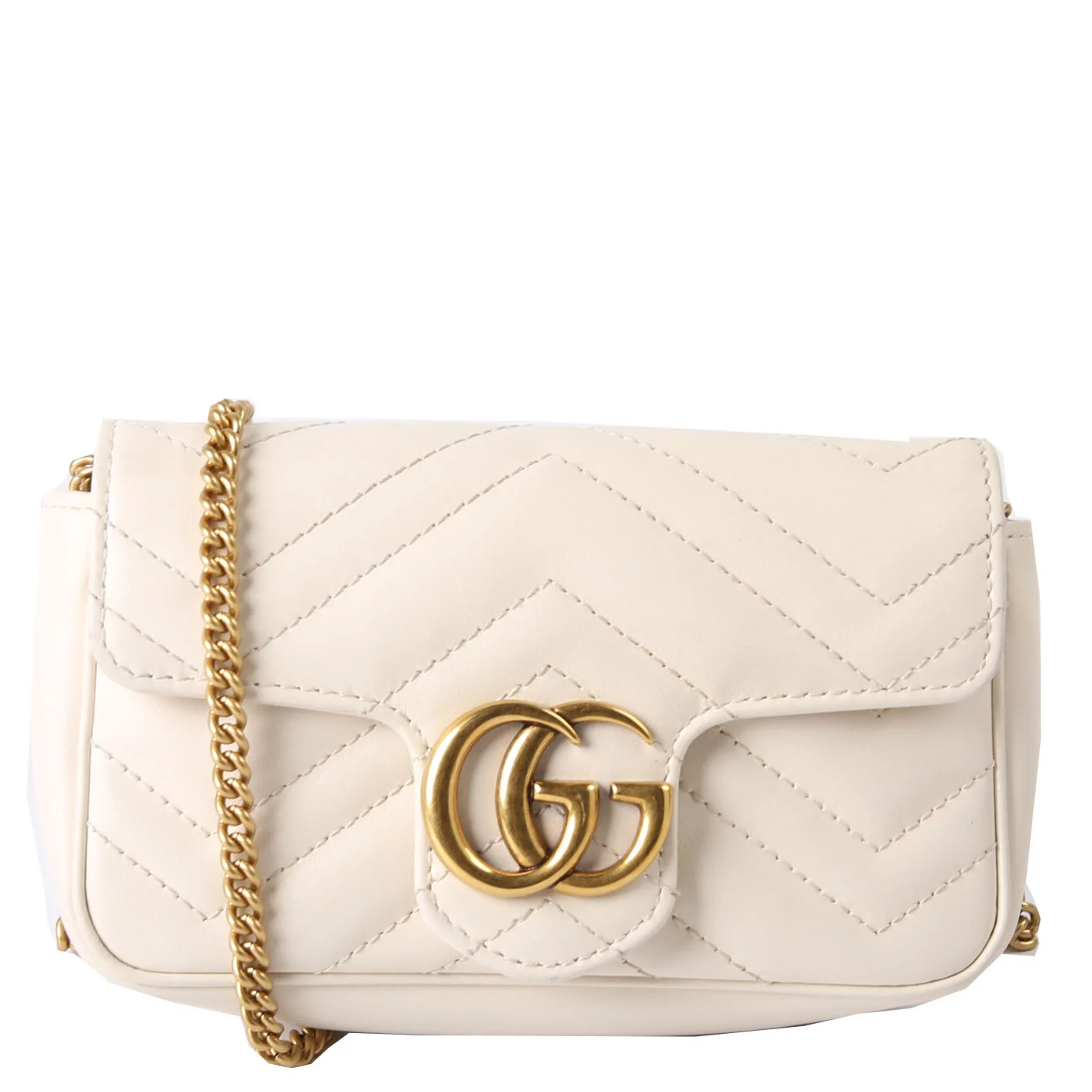 GUCCI 476433 Marmont Leather Super Mini Flap Ivory
