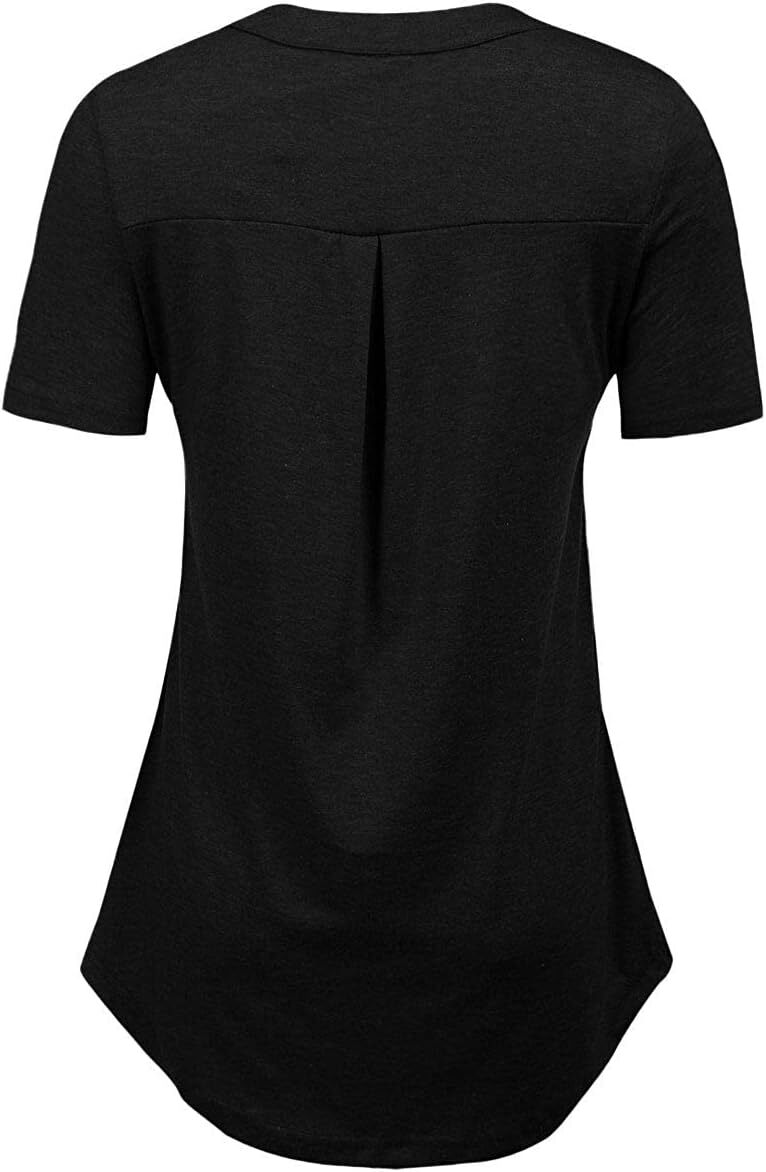 Damen Kurzarm Zip Quaste Long Shirt Business Casual Arbeit Büro Shirt