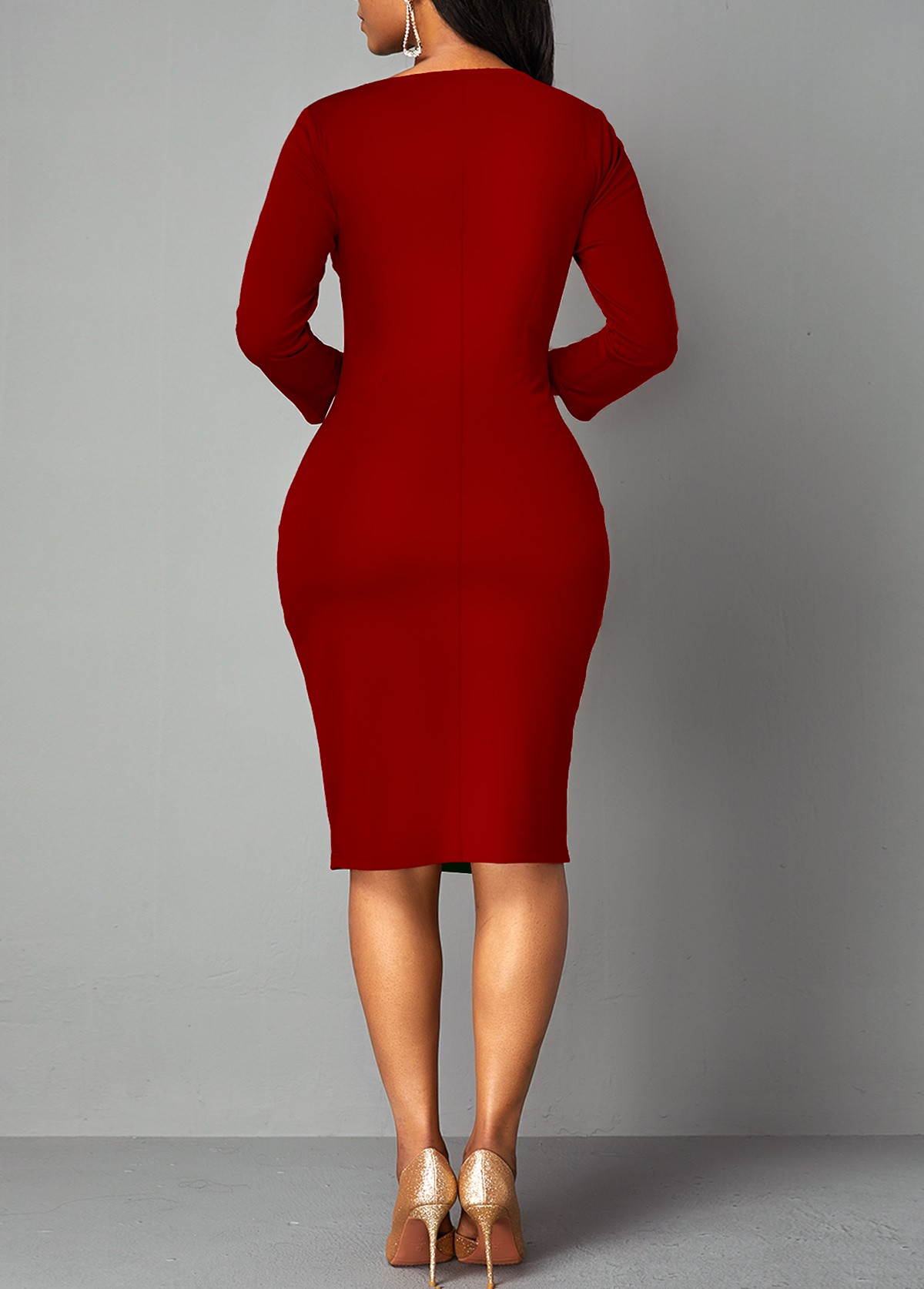 Geometric Print Split Bodycon Dress