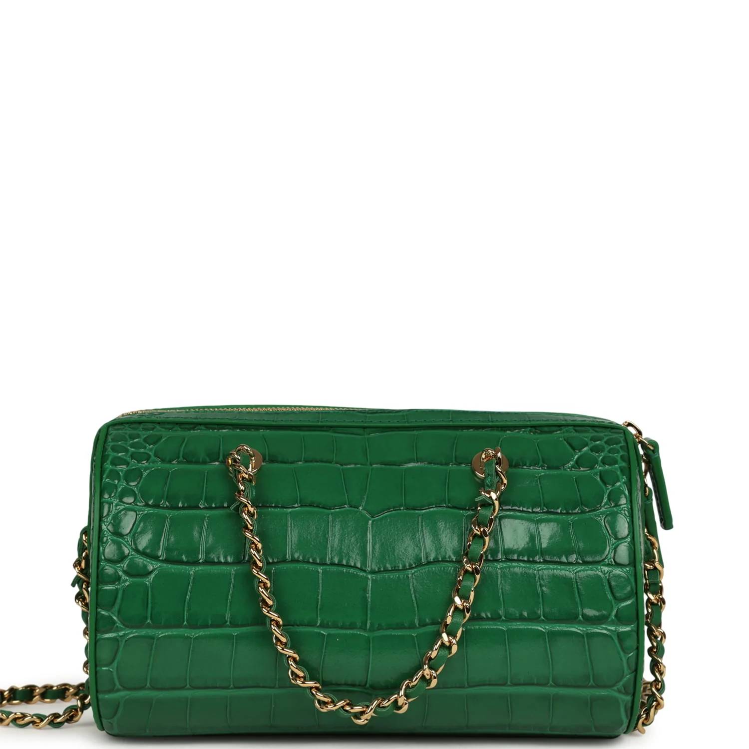 Chanel Mini Timeless Classic Barrel Bag with Chain Green Croc Embossed Calfskin Gold Hardware