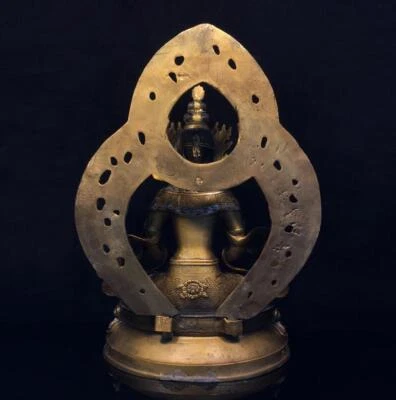 30CM Old Chinese Bronze Statue Buddha Q739