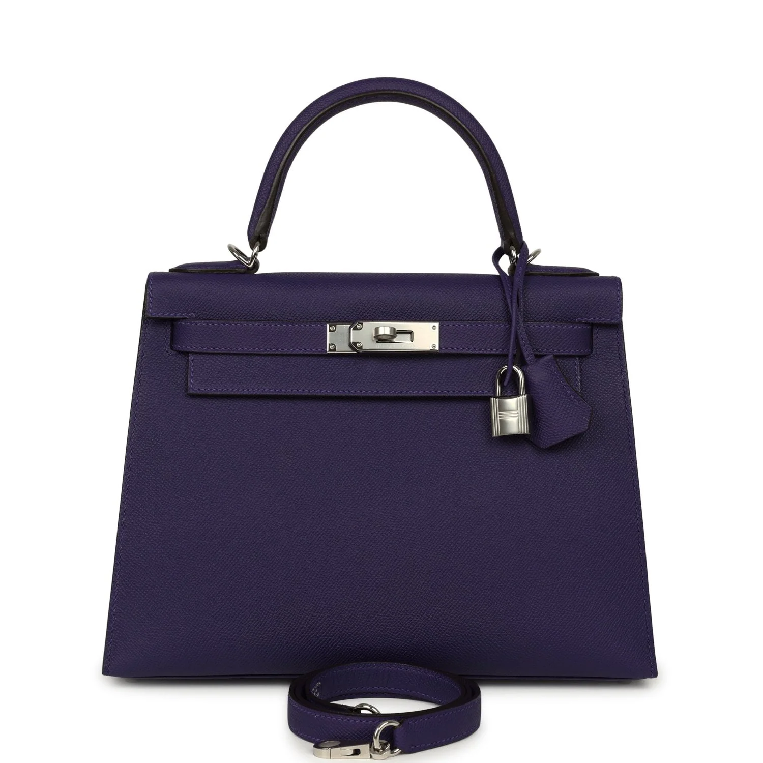 HERMÈS Kelly Sellier 28 Purple Epsom Palladium Hardware