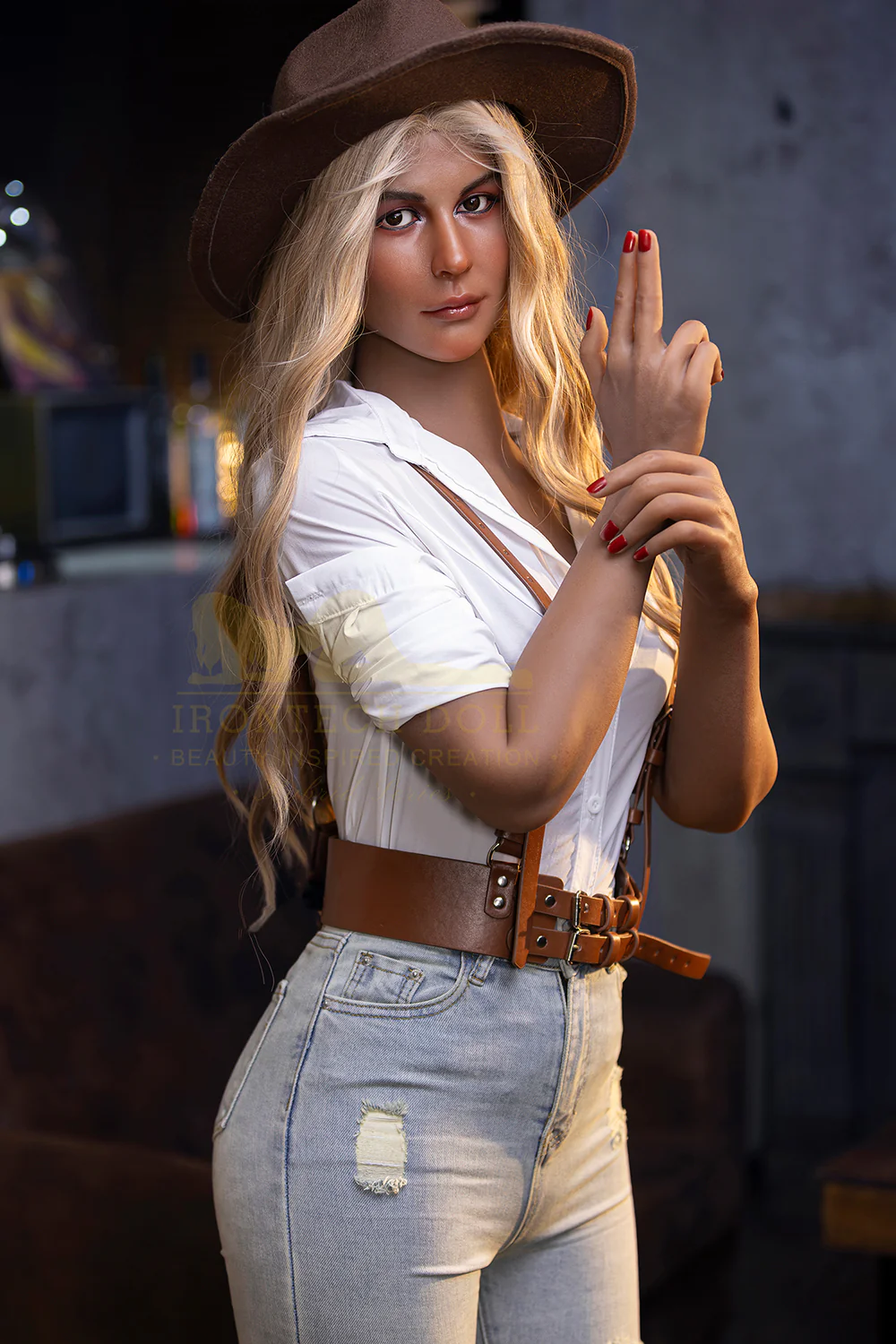 Irontechdoll Ellie 5ft31/ 162cm #S50 Head TPE  Tanned Small Tits Realistic Blonde Lady Sex Doll