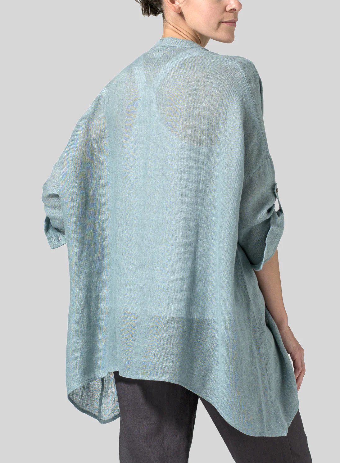 Womens Cotton Linen Loose Deep V Neck Pullover