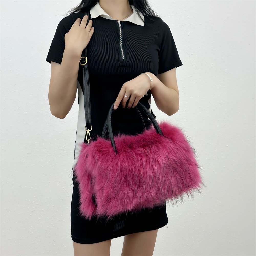 Imitation of raccoon fur messenger bag fur coat