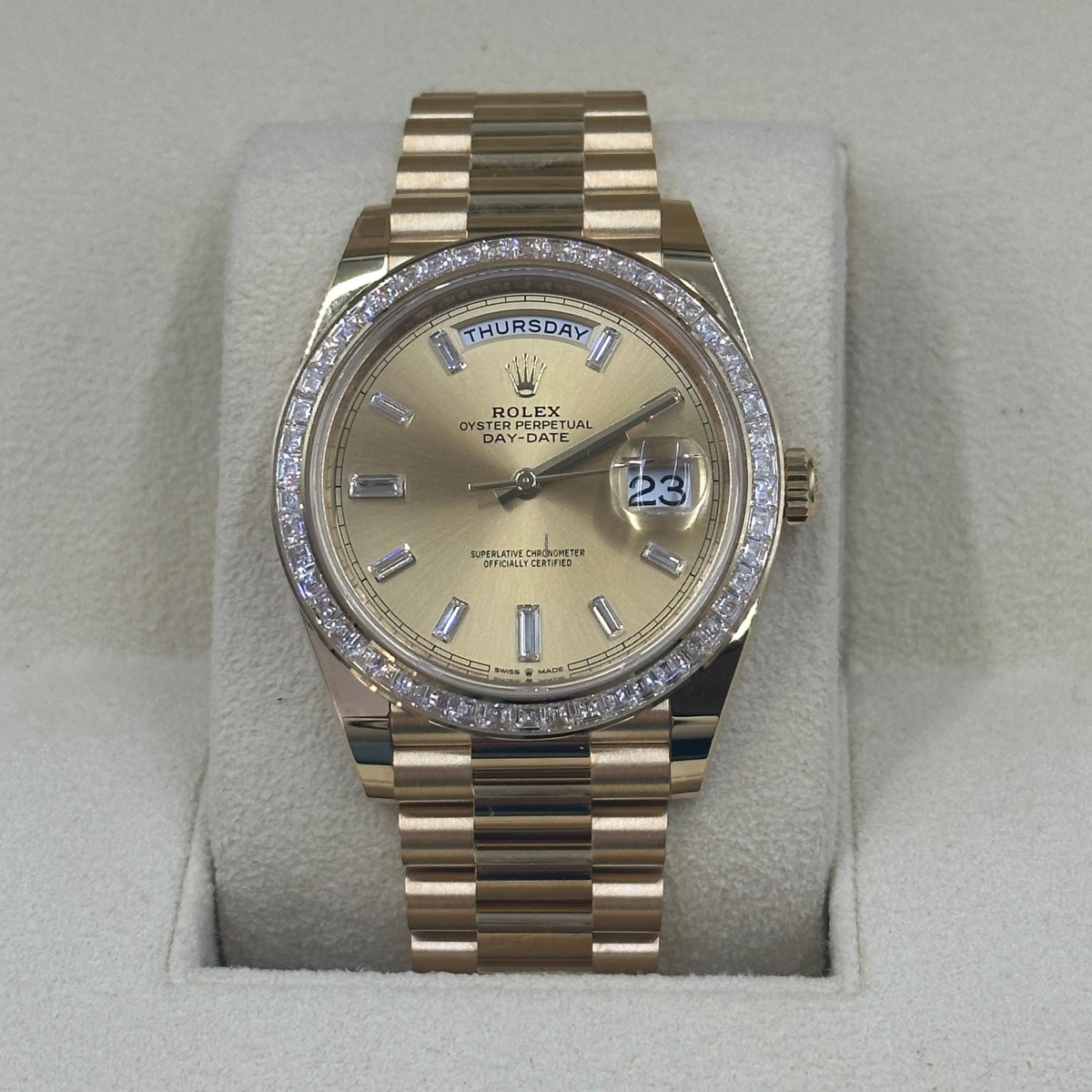 RLX Day-Date 40mm 228398TBR-0002 Champagne Dial President Watch