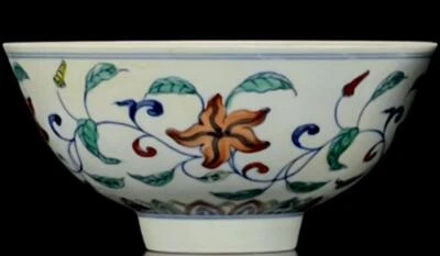 Chenghua Signed Old Chinese Doucai Bowl W/flower N1054