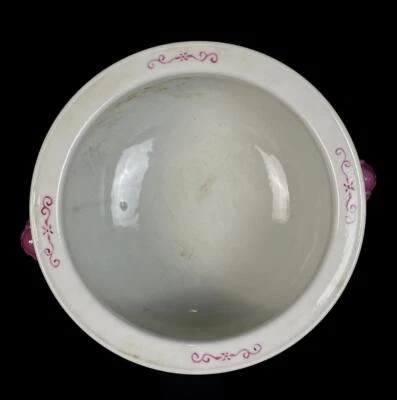 32CM Xianfeng Signed Old Chinese Carmine Glaze Brush Washer W/figure N755