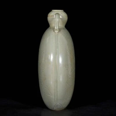 Old Chinese Song Yue Kiln Vase W/louts flower N3703
