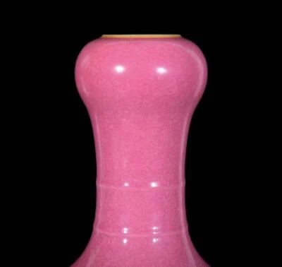 32CM Yongzheng Signed Old Chinese Carmine Red Glaze Vase N3708