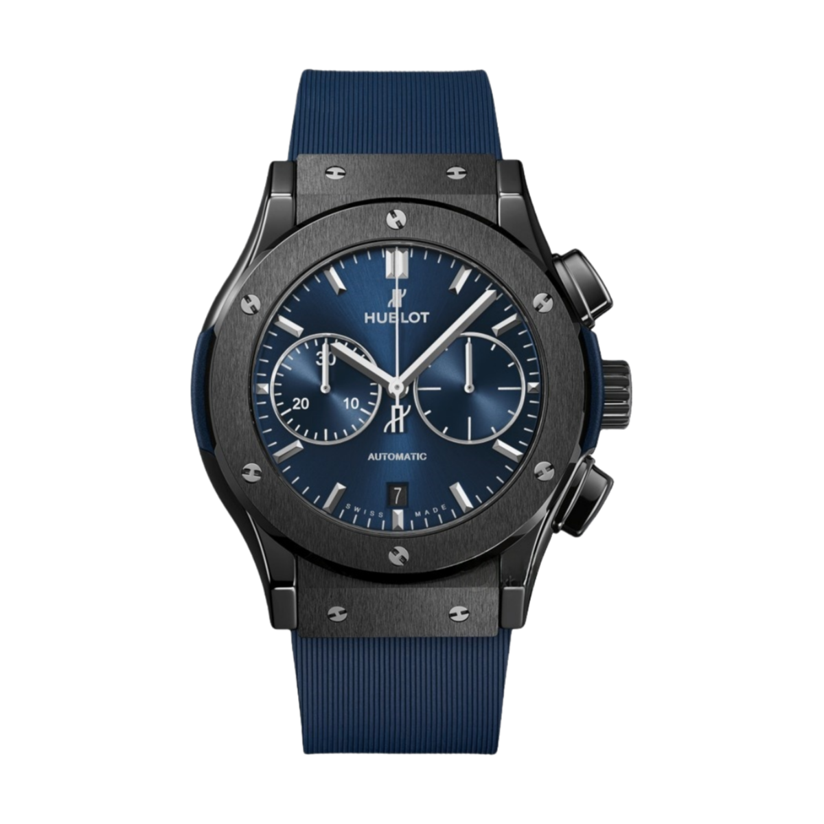 Hublot Classic Fusion 45mm 521.CM.7170.RX Titanium Ceramic Blue Dial Rubber Strap