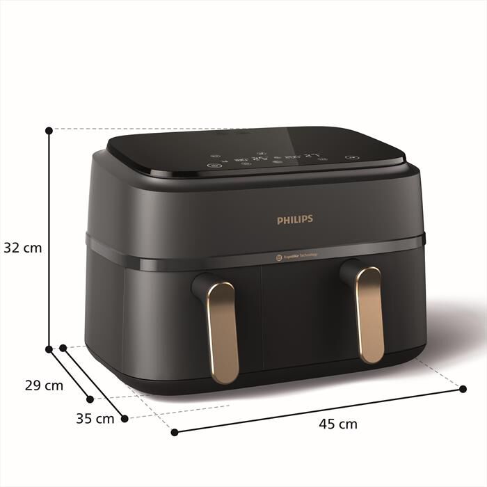 PHILIPS - Friggitrice AIRFRYER SERIE 3000 DA 9L NA352/00-Nero/Oro