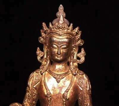 22CM Old Chinese Bronze Statue Buddha N1672