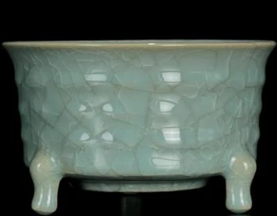 Old Chinese Song Ru Yao Ru Kiln Incense Burner w/feet N734