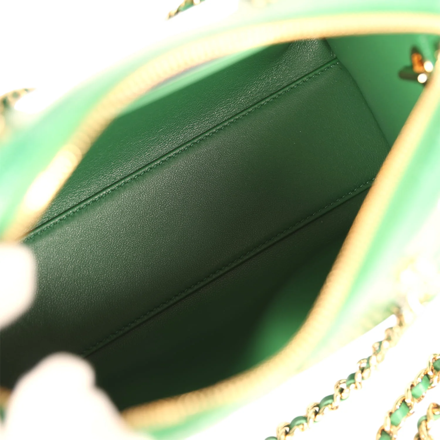 Chanel Mini Timeless Classic Barrel Bag with Chain Green Croc Embossed Calfskin Gold Hardware