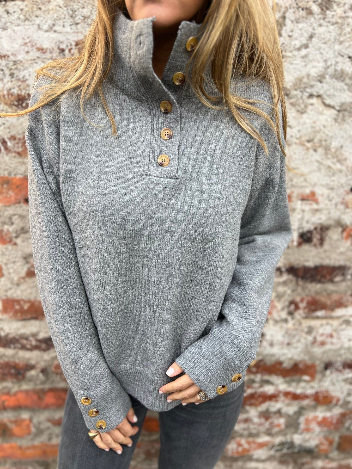 2025 🌲 SALE🔥 Women's High Neck Special Button Designer Sweatshirt