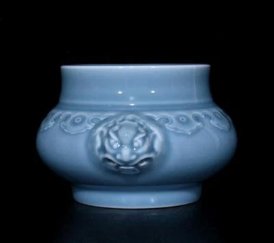 Old Chinese Celeste Glaze Incense Burner w/pattern N378