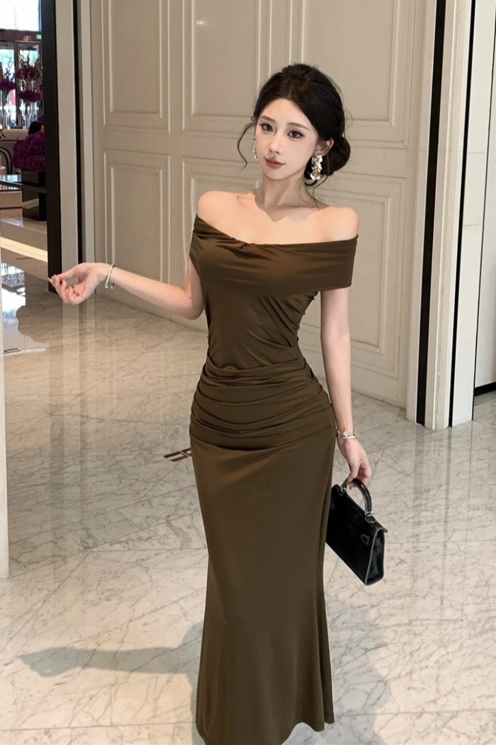 Summer fold halter spicegirl package hip dress