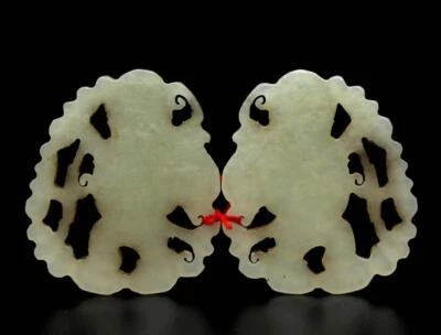 21G Pair Chinese Natural Hetian Jade Pendant w/kid