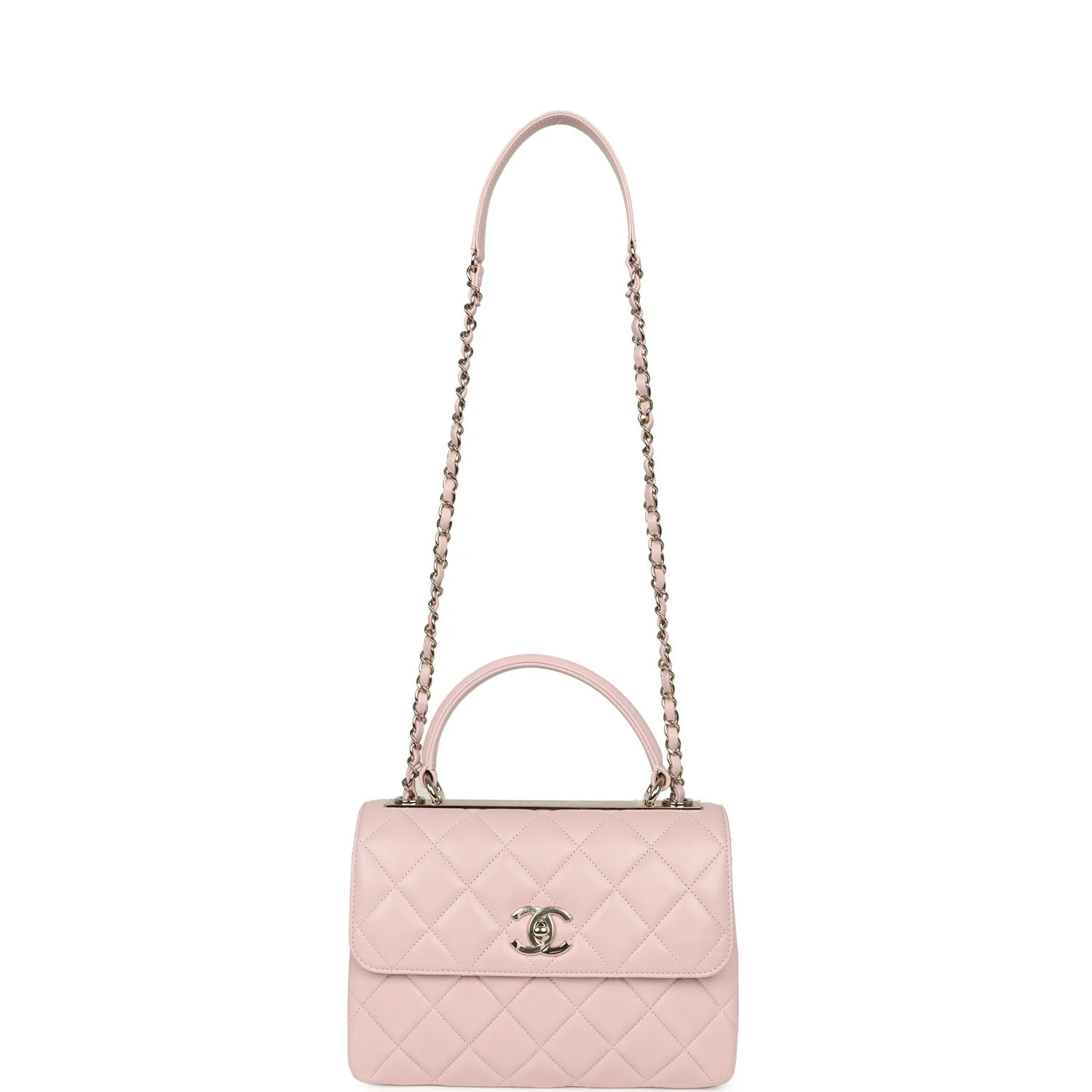 Chanel Medium Trendy CC Top Handle Flap Light Pink Lambskin Light Gold Hardware